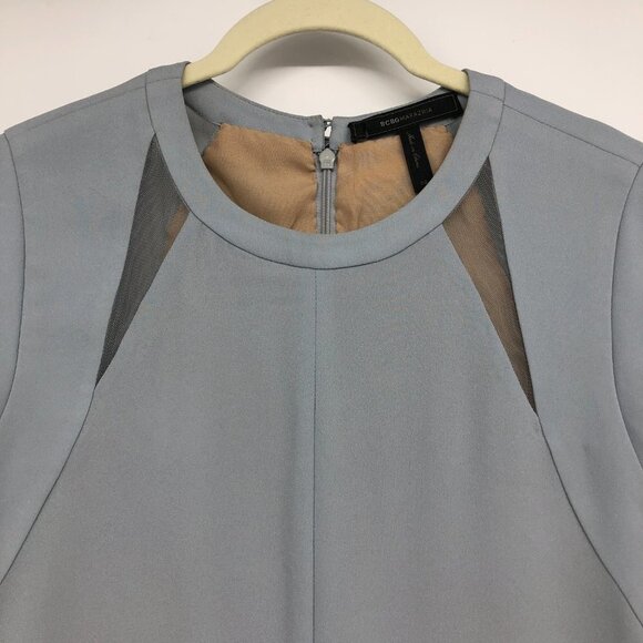 BCBGMaxAzria Alysha Slate Blue Grey Cowl Sleeve Mini Sheath Dress size 2 - Picture 7 of 16